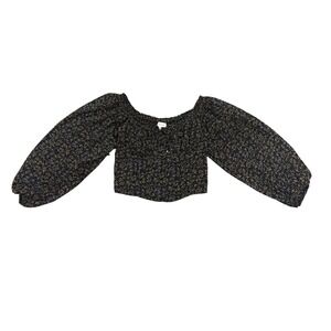 ACOA Revolve Floral Smocked Off Shoulder Long Sleeve Crop Top Women's Size M‎